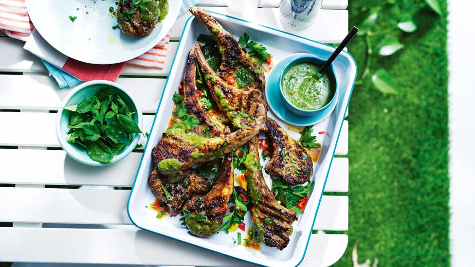 Moroccan-spiced lamb cutlets with salsa verde