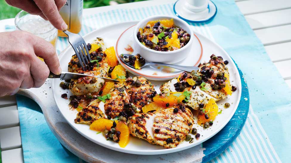 Luke Mangan’s marinated chicken with orange and tarragon salsa