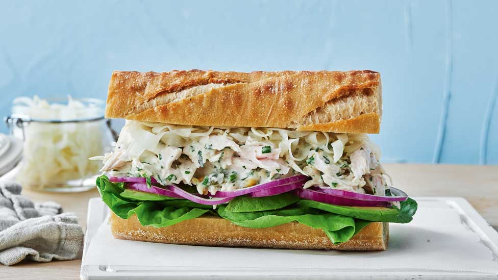 Pulled chicken sandwich with pickled fennel