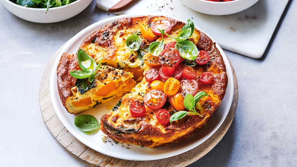 Rice cooker pumpkin and leek frittata