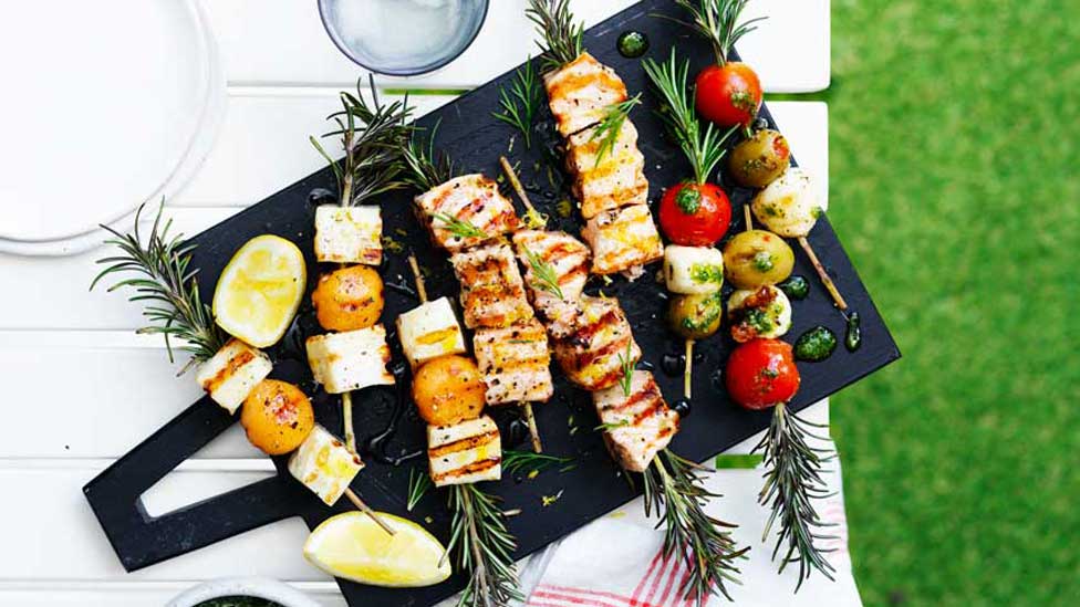 Rosemary sprig skewers