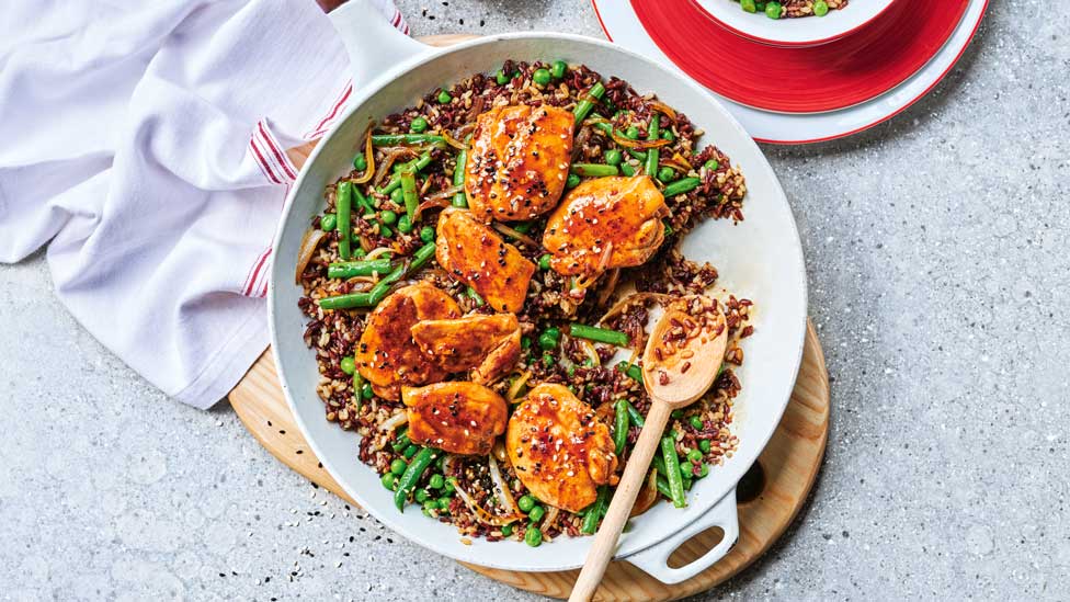 Sticky teriyaki chicken with mixed grains