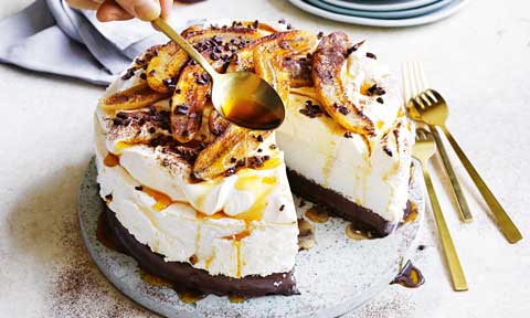 Frozen choc-banana pavlova