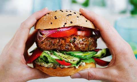 Lamb Greek salad burger