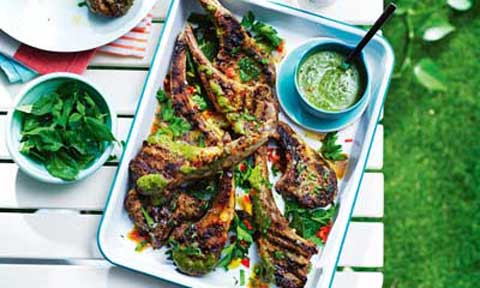 Moroccan-spiced lamb cutlets with salsa verde