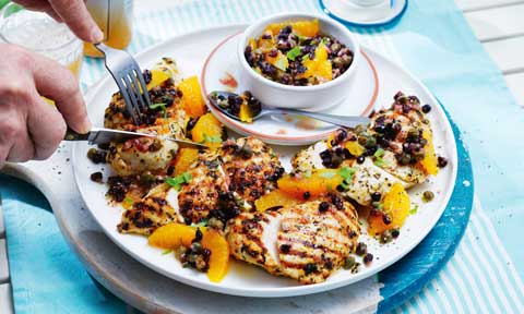 Luke Mangan’s marinated chicken with orange and tarragon salsa