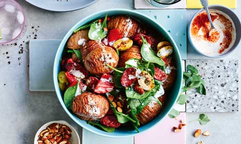 Roasted hasselback potato salad