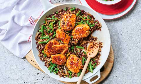 Sticky teriyaki chicken with mixed grains