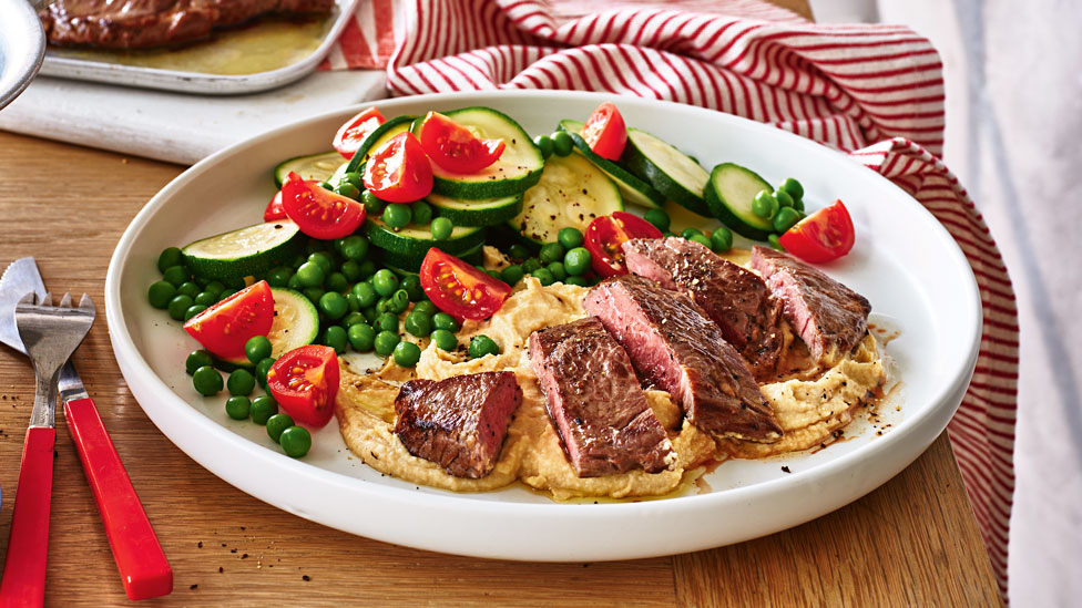 Courtney Roulston’s Grilled Lamb with Hommus Peas and Zucchini