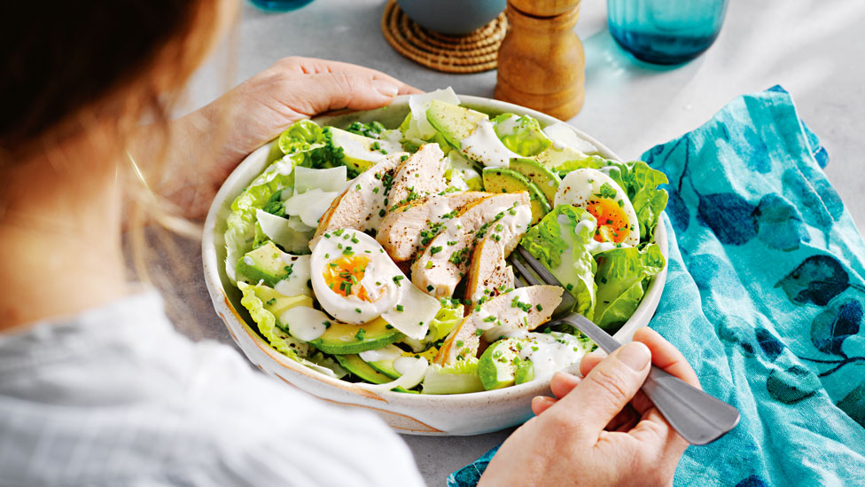 Healthy chicken caesar salad