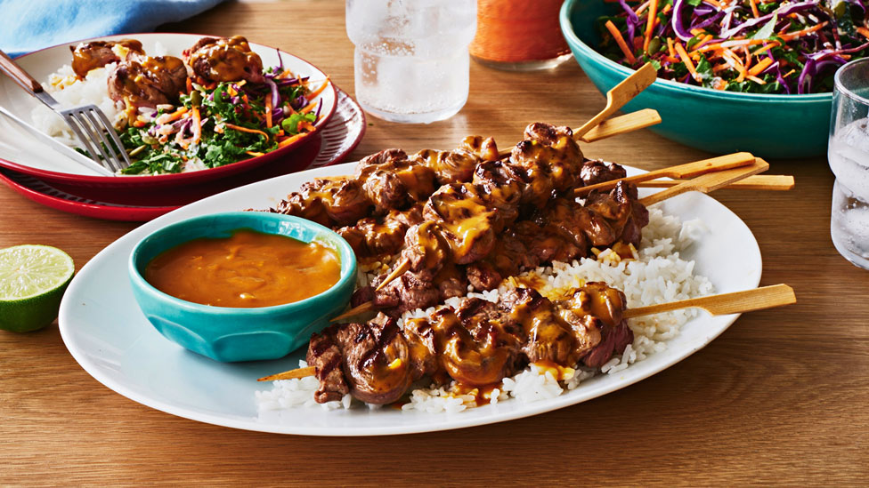 Courtney Roulston's lamb skewers with lime slaw