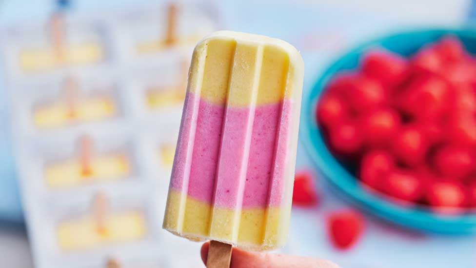 Mango and raspberry pops