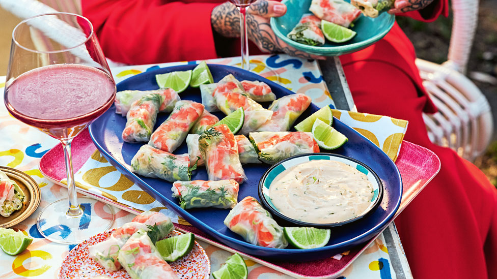 Prawn cocktail rice paper rolls