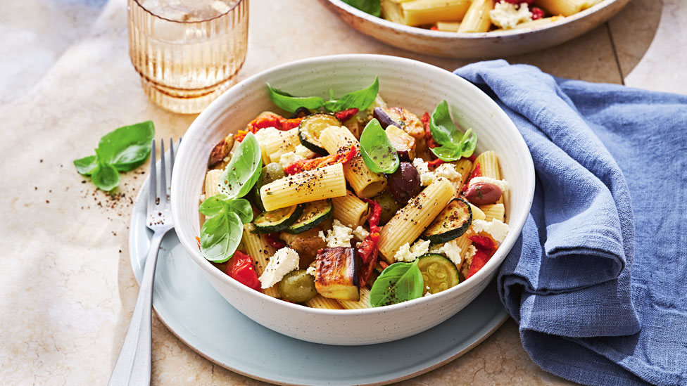 Sun-dried tomato and eggplant pasta