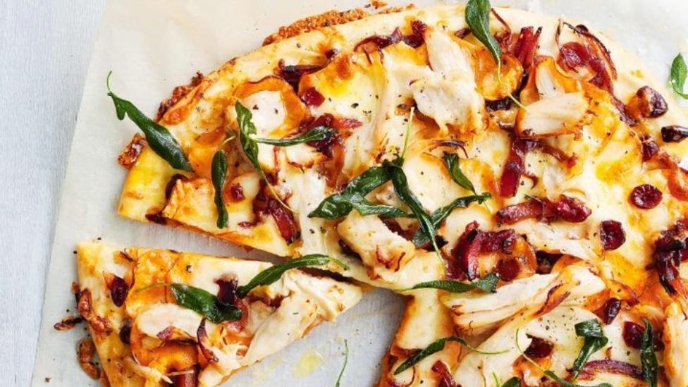 Christmas turkey pizza