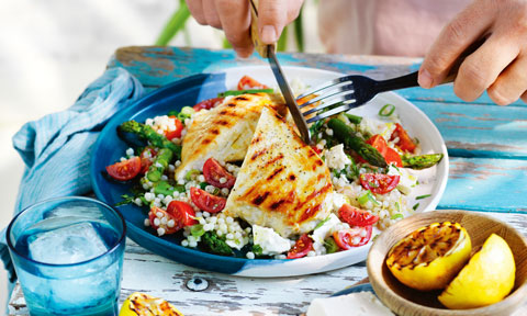 Curtis Stone's BBQ chicken with spring vegetable couscous