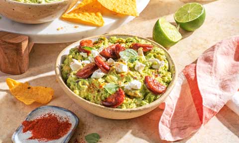 Chorizo and fetta guacamole