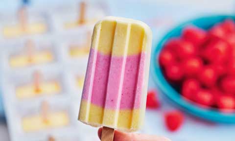 Mango and raspberry pops