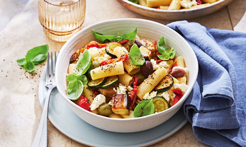 Sun-dried tomato and eggplant pasta