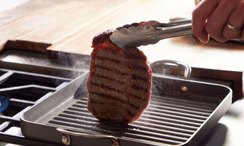 A steak on the grill