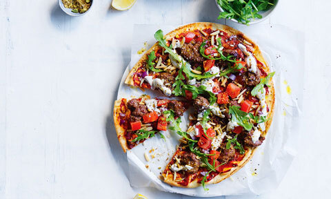 Moroccan-style beef pizzas