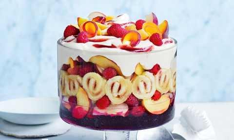 Peach Melba trifle