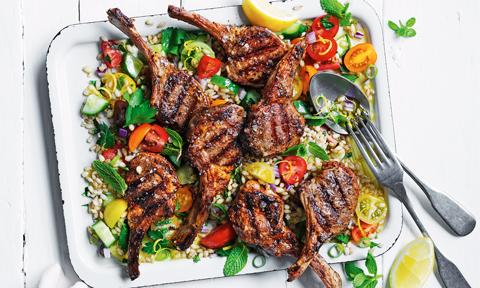 BBQ lamb and barley salad 