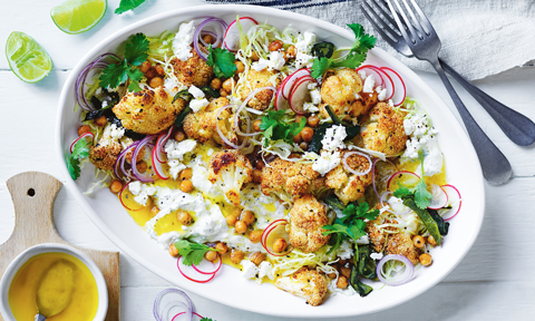 Curtis Stone's Roasted cauliflower salad with poblano chillies and chickpeas