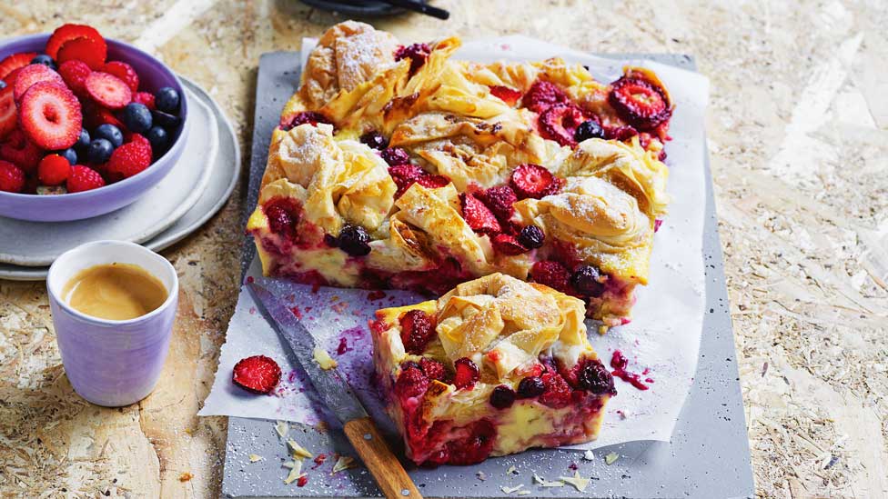 Berry and orange ruffled custard slice