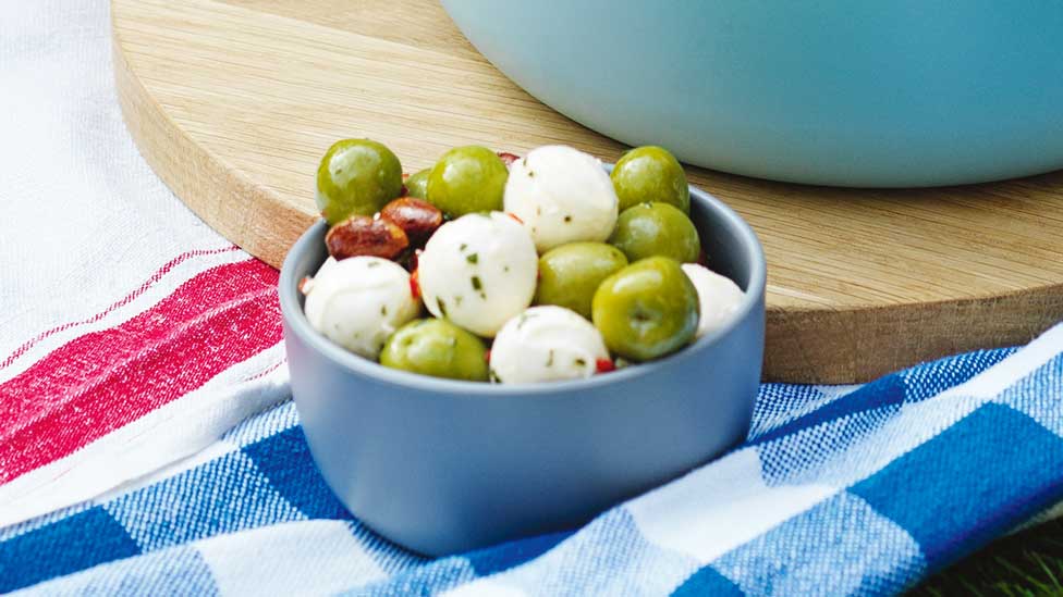 Chilli and rosemary marinated olives