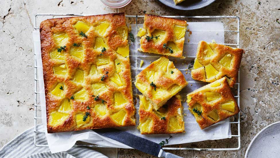 Pineapple tahini slice