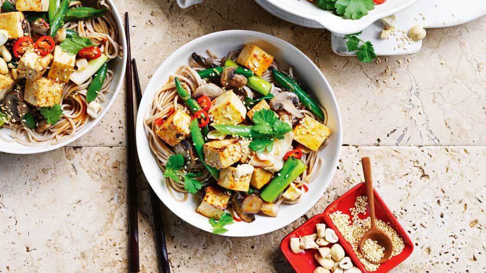 Tofu and green bean stir-fry