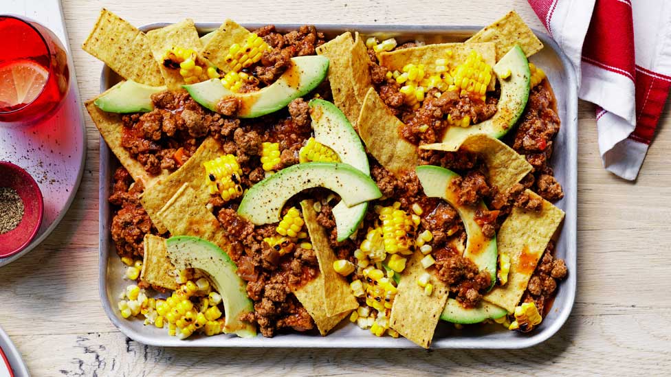 vegetarian nachos with avocado