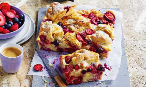 Berry and orange ruffled custard slice