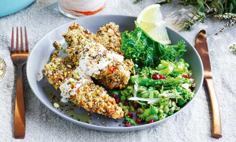Dukkah chicken with harissa yoghurt