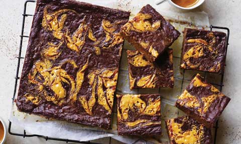 Sweet potato brownie with peanut butter swirl