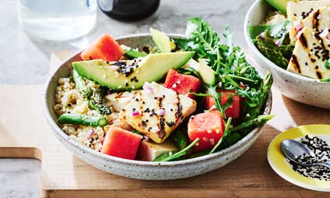 Tofu and avocado quinoa bowl 