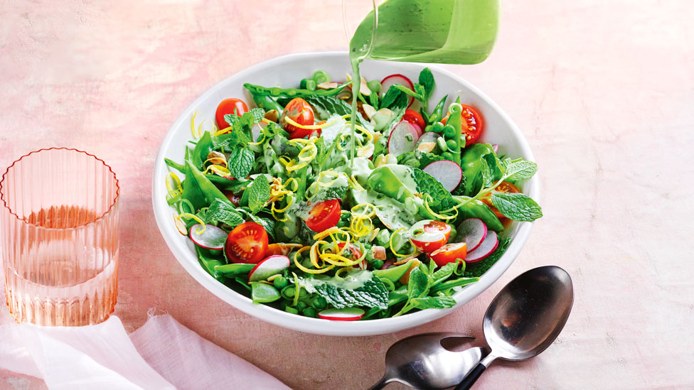 Chopped snow pea salad