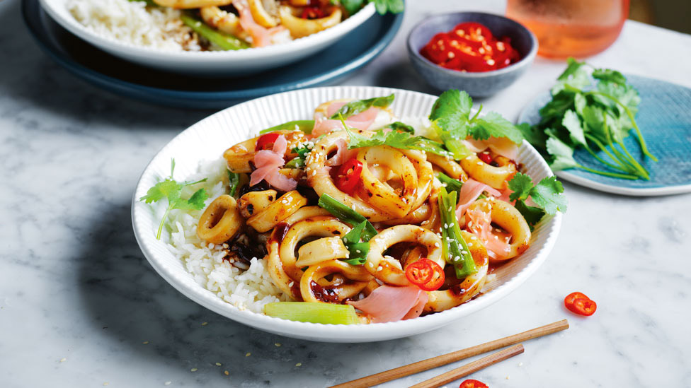 Luke Mangan's pan-fried calamari with soy, ginger and coriander