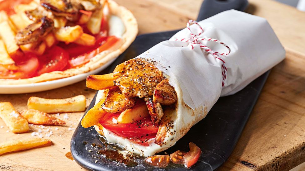 Brent Draper's spiced chicken and chip wraps