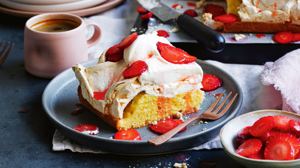 Curtis Stone's strawberries and cream meringue cake