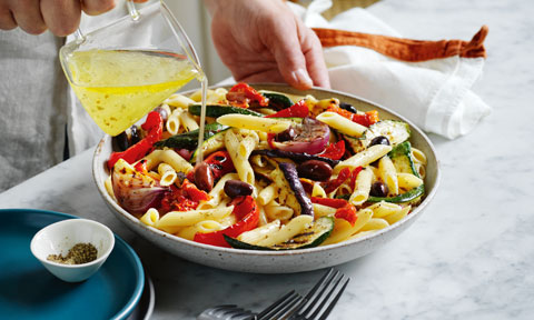 Luke Mangan's grilled vegetable pasta salad with olives