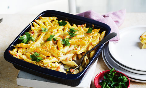 Jen Hanlon’s honey mustard and bacon pasta bake