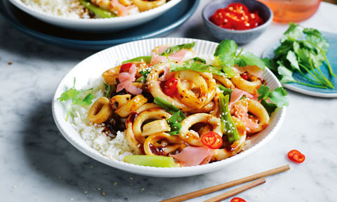 Luke Mangan's pan-fried calamari with soy, ginger and coriander