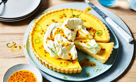 Passionfruit and coconut tart