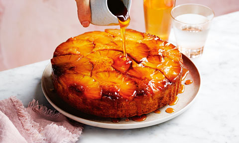 Piña colada upside-down pineapple cake