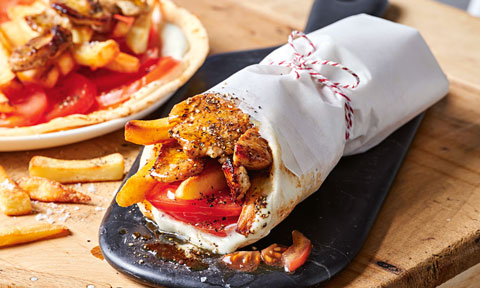 Brent Draper's spiced chicken and chip wraps