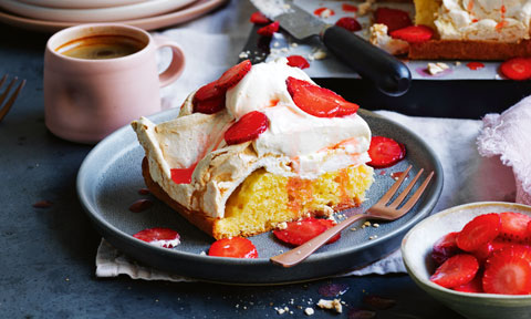 Curtis Stone's strawberries and cream meringue cake