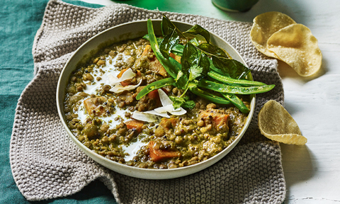 A bowl of turmeric and coconut dhal