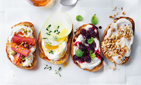 Sweet labne on toast with four tasty topping ideas